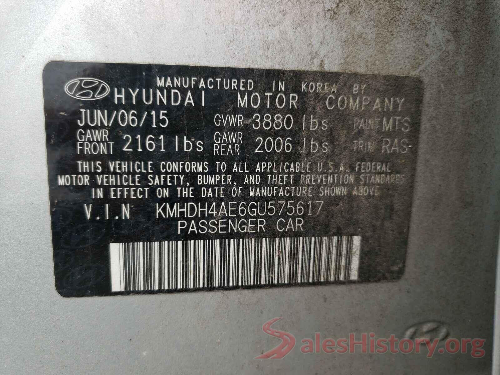 KMHDH4AE6GU575617 2016 HYUNDAI ELANTRA