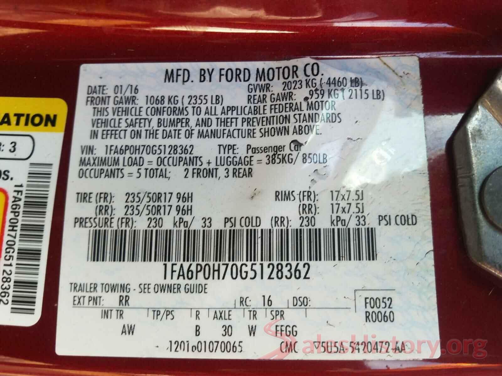 1FA6P0H70G5128362 2016 FORD FUSION