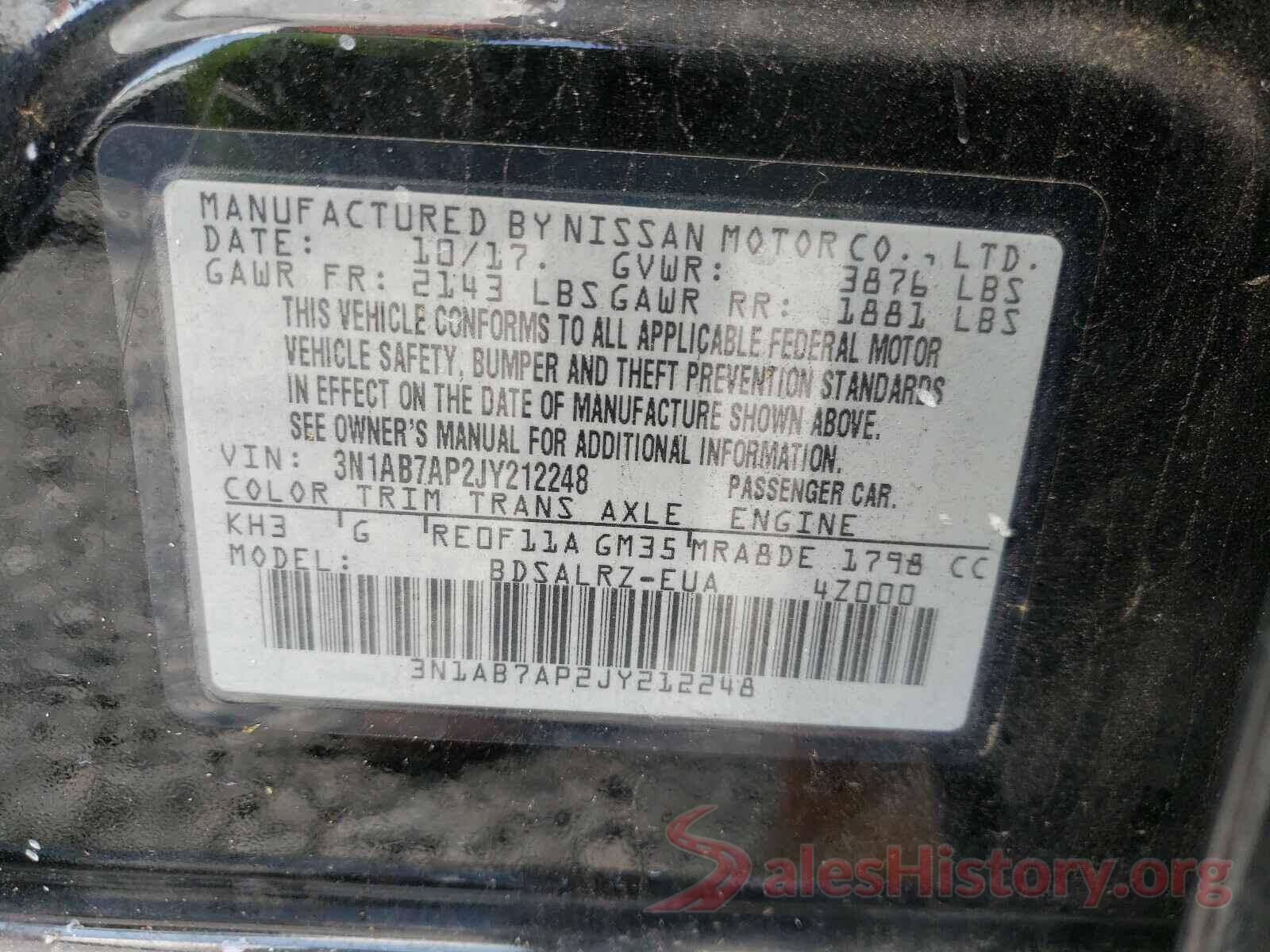 3N1AB7AP2JY212248 2018 NISSAN SENTRA