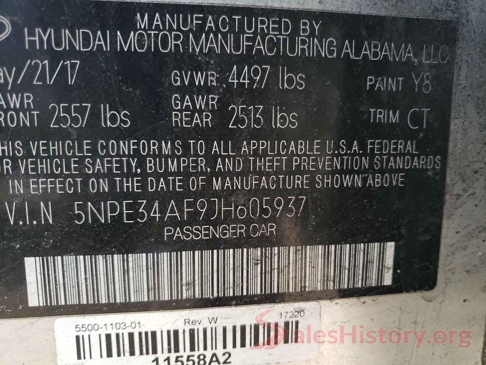 5NPE34AF9JH605937 2018 HYUNDAI SONATA