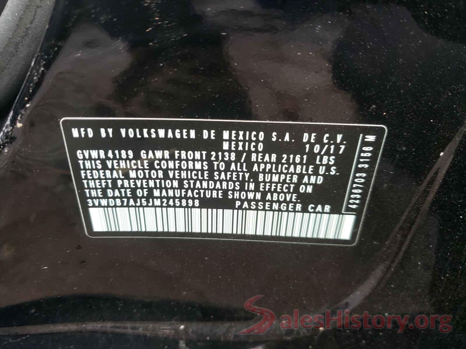 3VWDB7AJ5JM245898 2018 VOLKSWAGEN JETTA