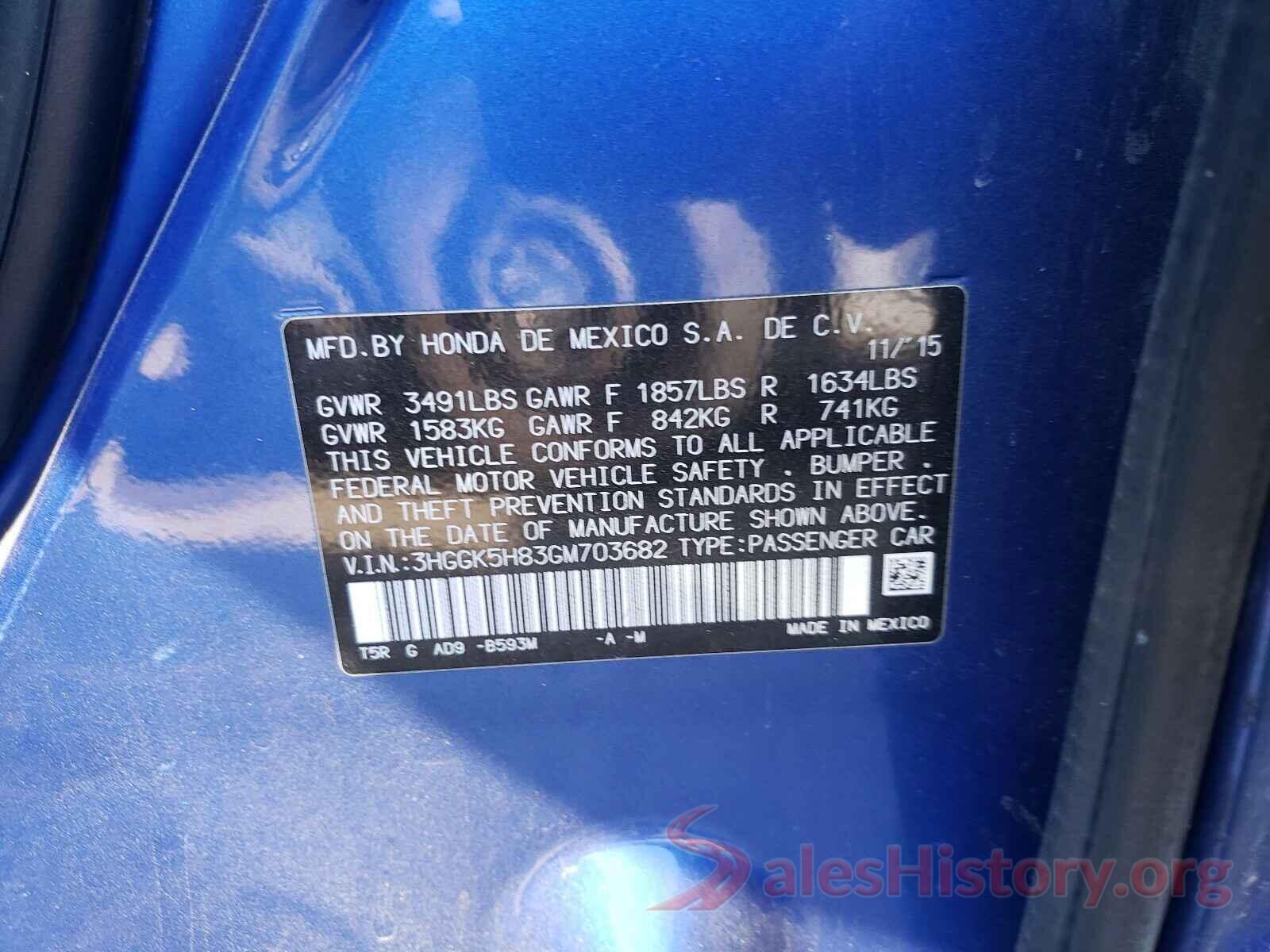 3HGGK5H83GM703682 2016 HONDA FIT