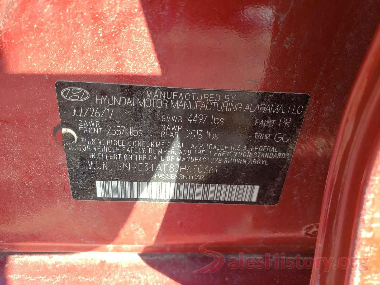 5NPE34AF8JH630361 2018 HYUNDAI SONATA