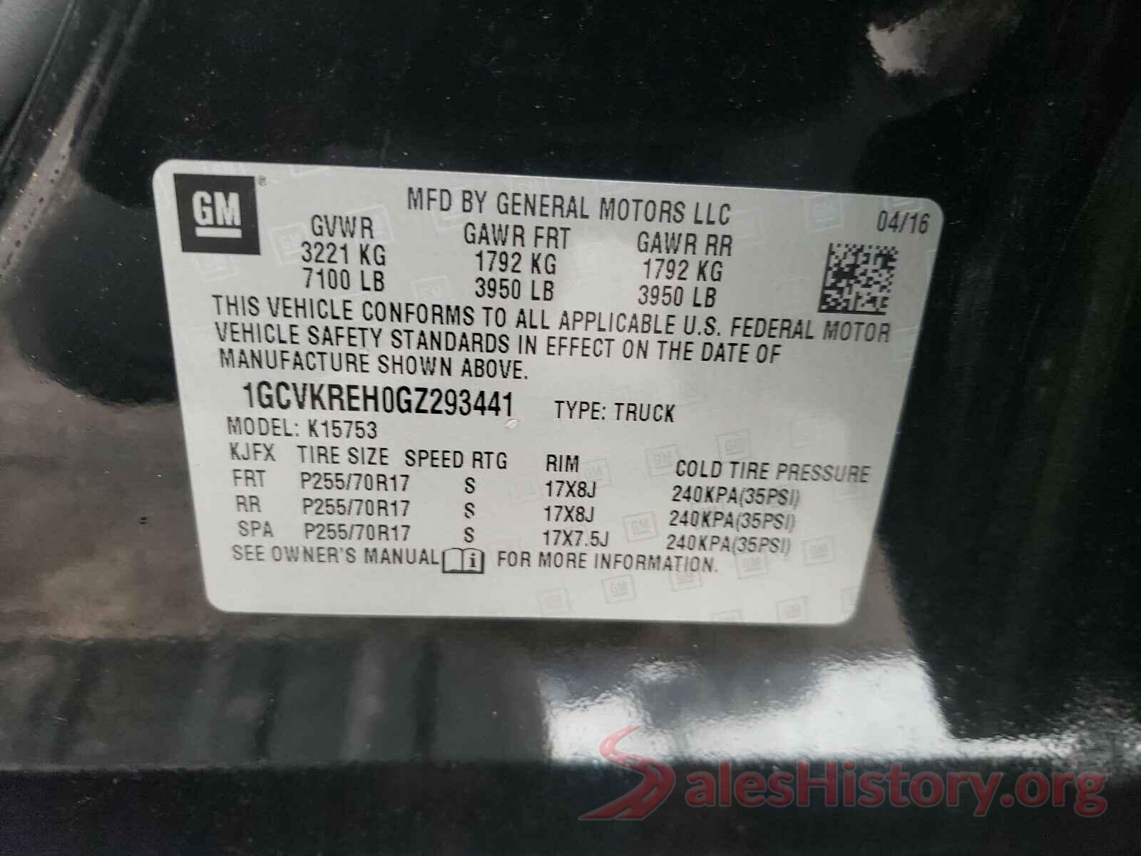 1GCVKREH0GZ293441 2016 CHEVROLET SILVERADO