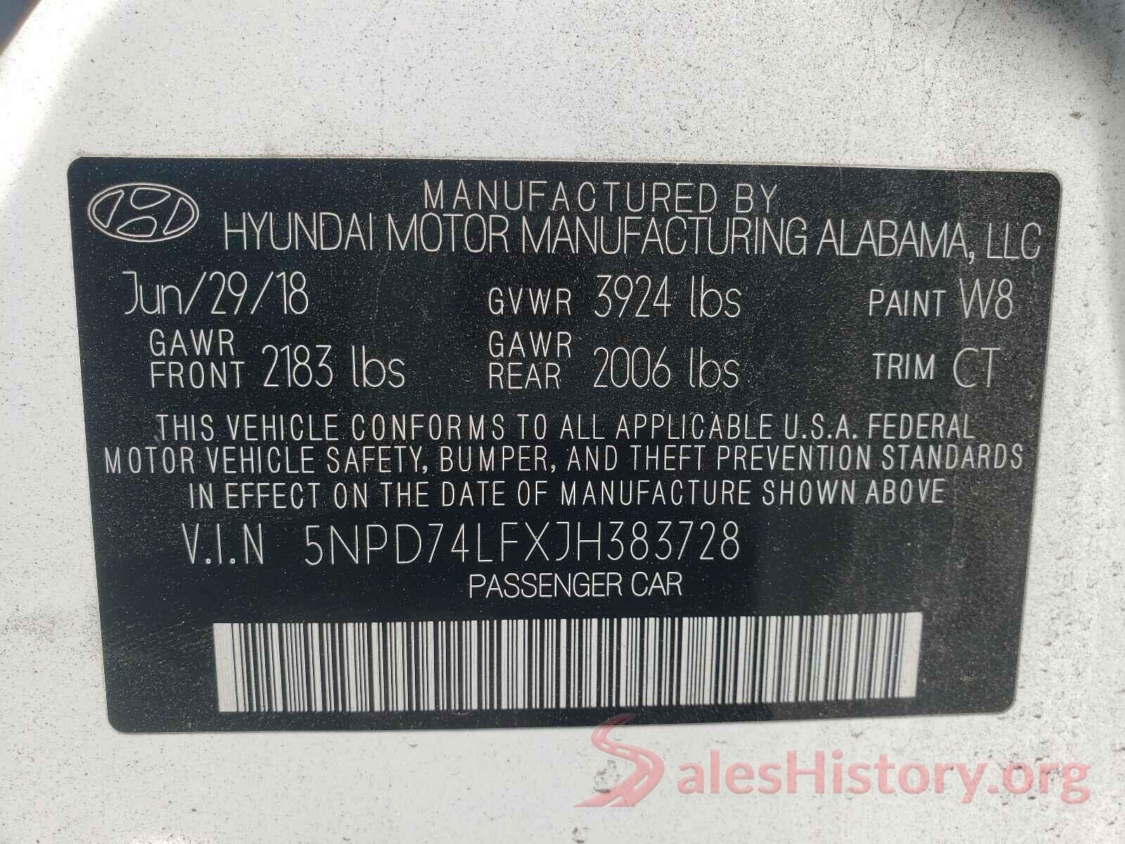 5NPD74LFXJH383728 2018 HYUNDAI ELANTRA