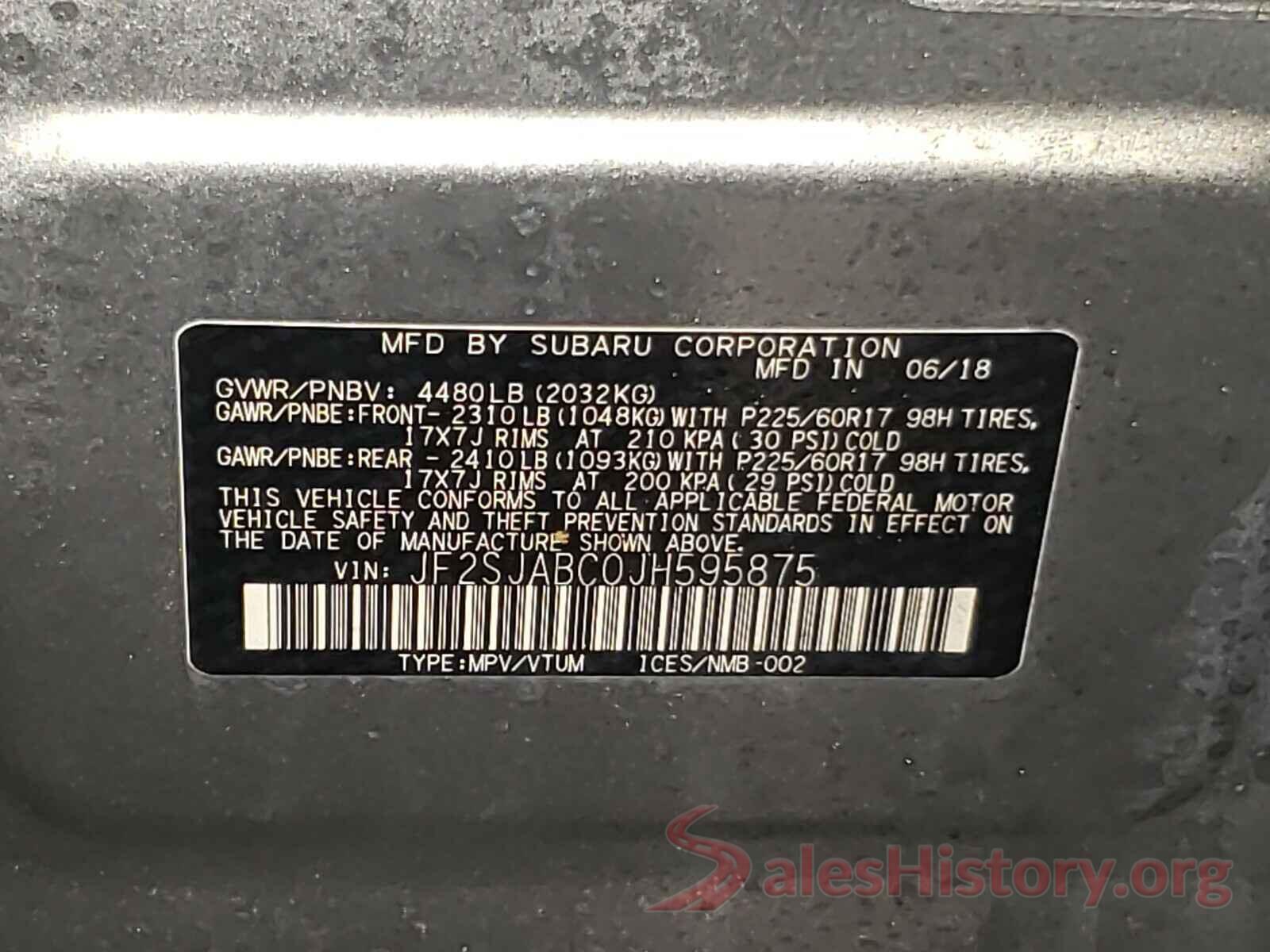 JF2SJABC0JH595875 2018 SUBARU FORESTER