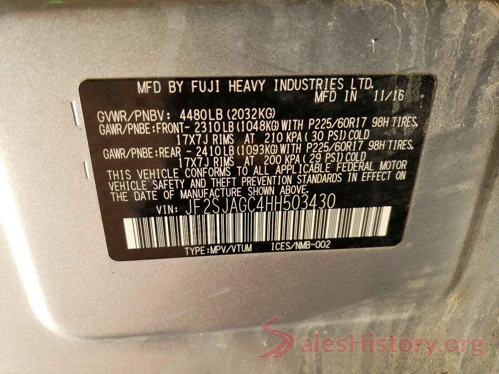 JF2SJAGC4HH503430 2017 SUBARU FORESTER