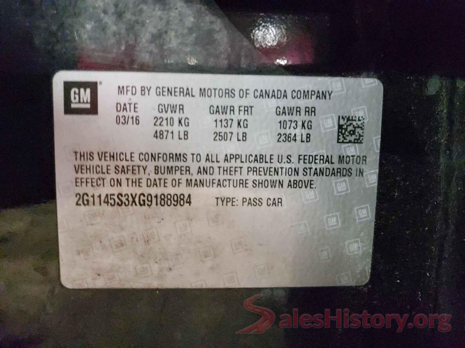 2G1145S3XG9188984 2016 CHEVROLET IMPALA