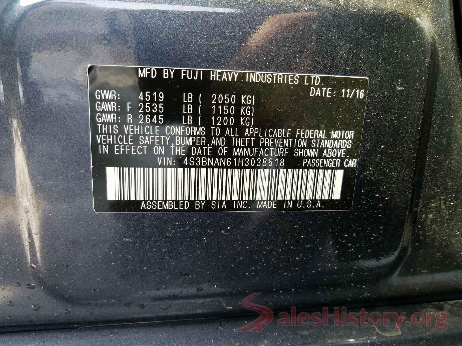 4S3BNAN61H3038618 2017 SUBARU LEGACY