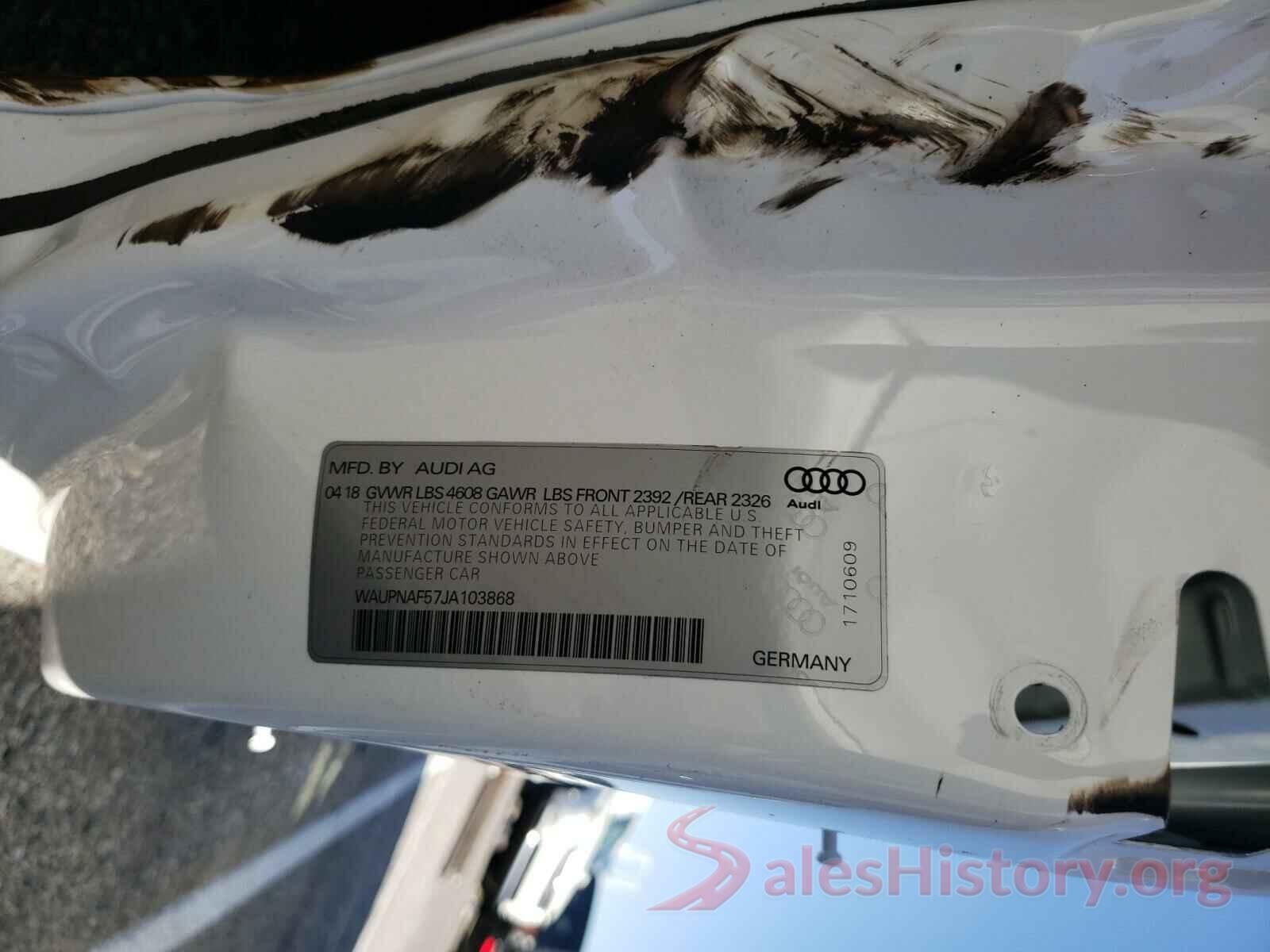 WAUPNAF57JA103868 2018 AUDI A5