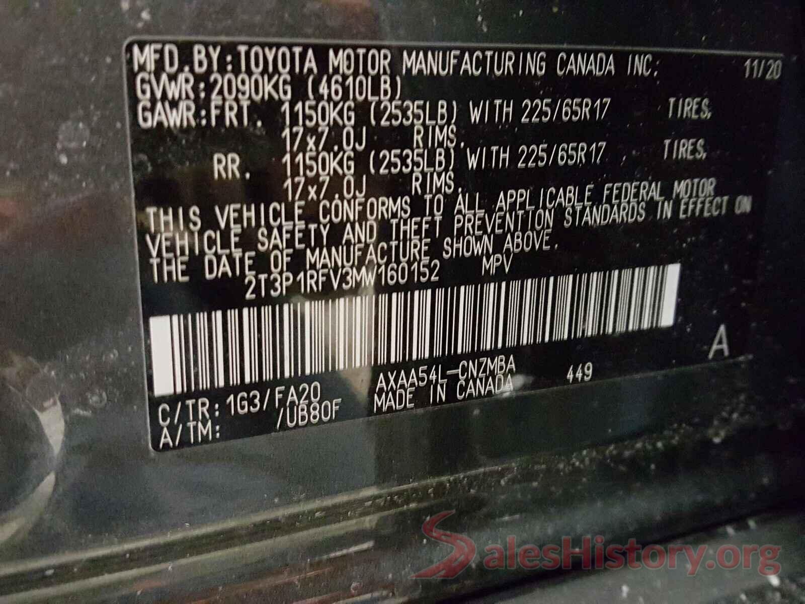 2T3P1RFV3MW160152 2021 TOYOTA RAV4