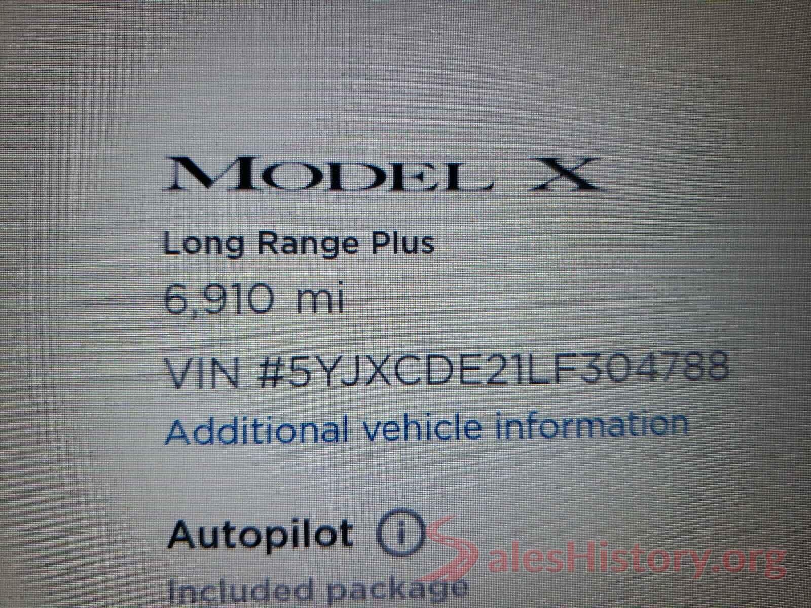 5YJXCDE21LF304788 2020 TESLA MODEL X