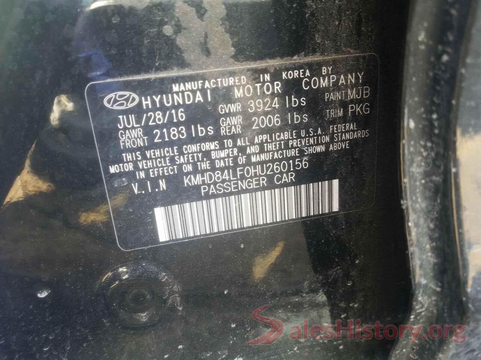 KMHD84LF0HU260156 2017 HYUNDAI ELANTRA