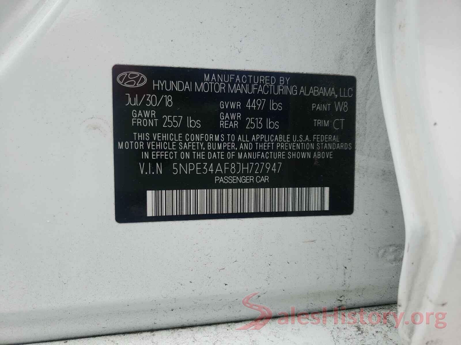 5NPE34AF8JH727947 2018 HYUNDAI SONATA