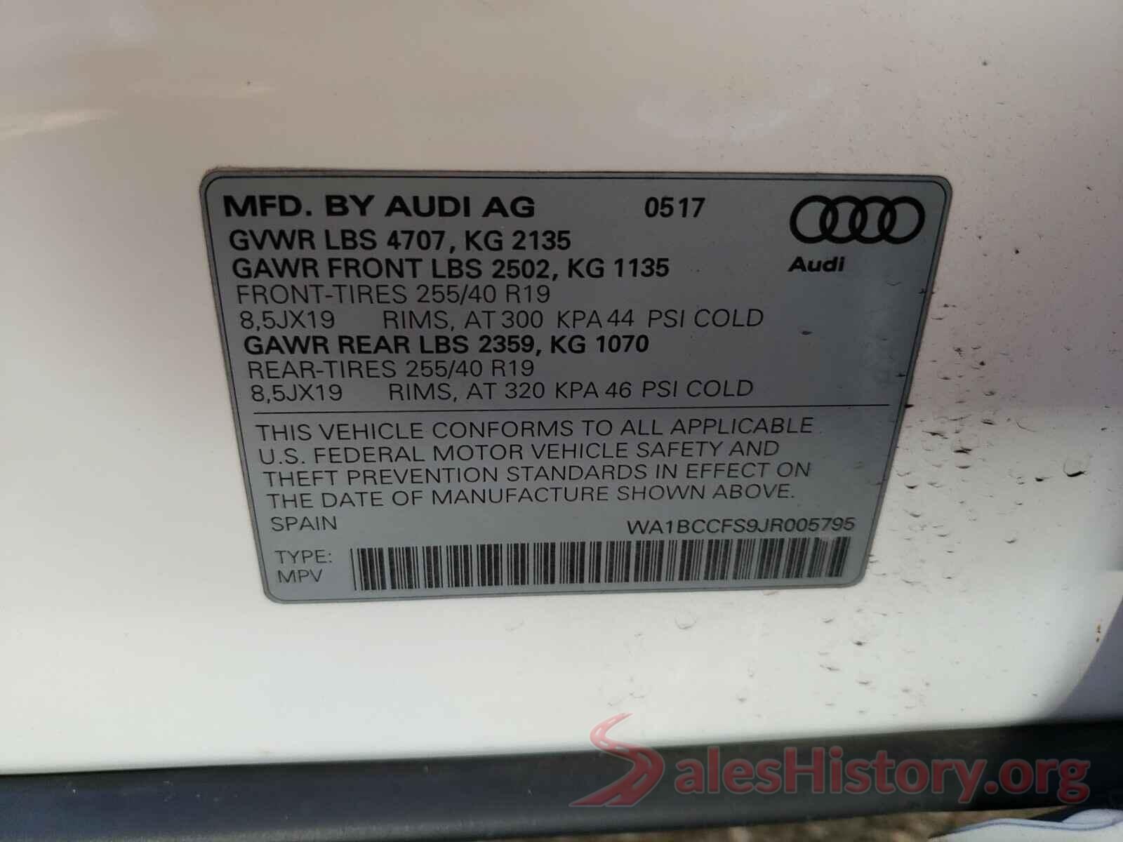 WA1BCCFS9JR005795 2018 AUDI Q3