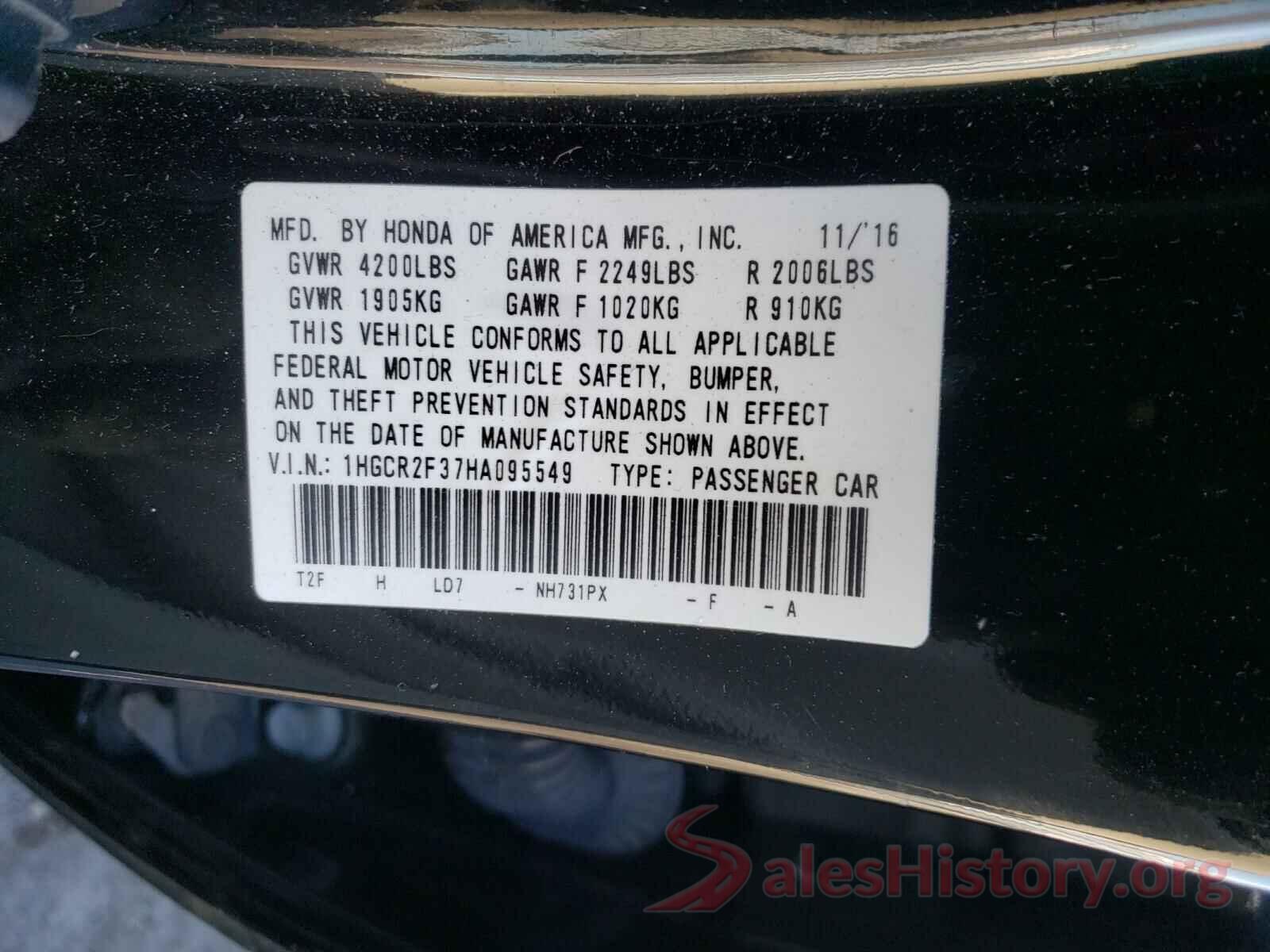 1HGCR2F37HA095549 2017 HONDA ACCORD