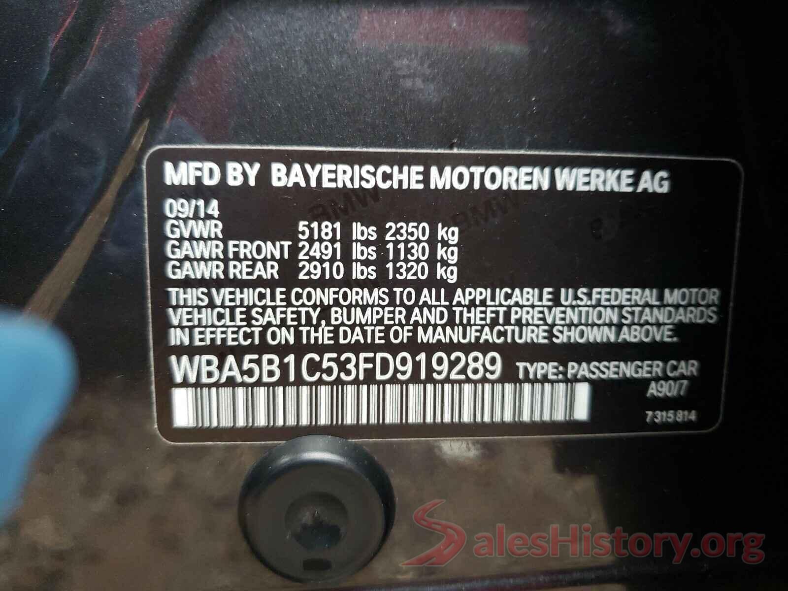 WBA5B1C53FD919289 2015 BMW 5 SERIES