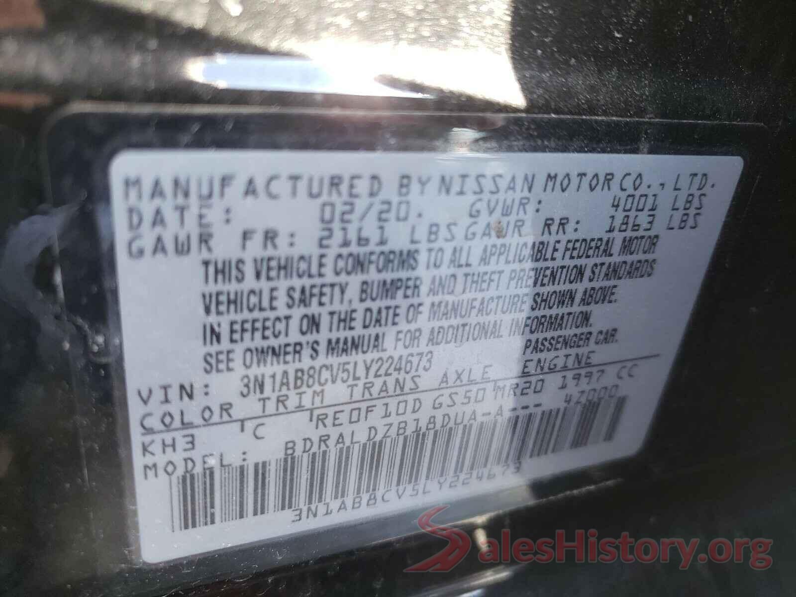 3N1AB8CV5LY224673 2020 NISSAN SENTRA