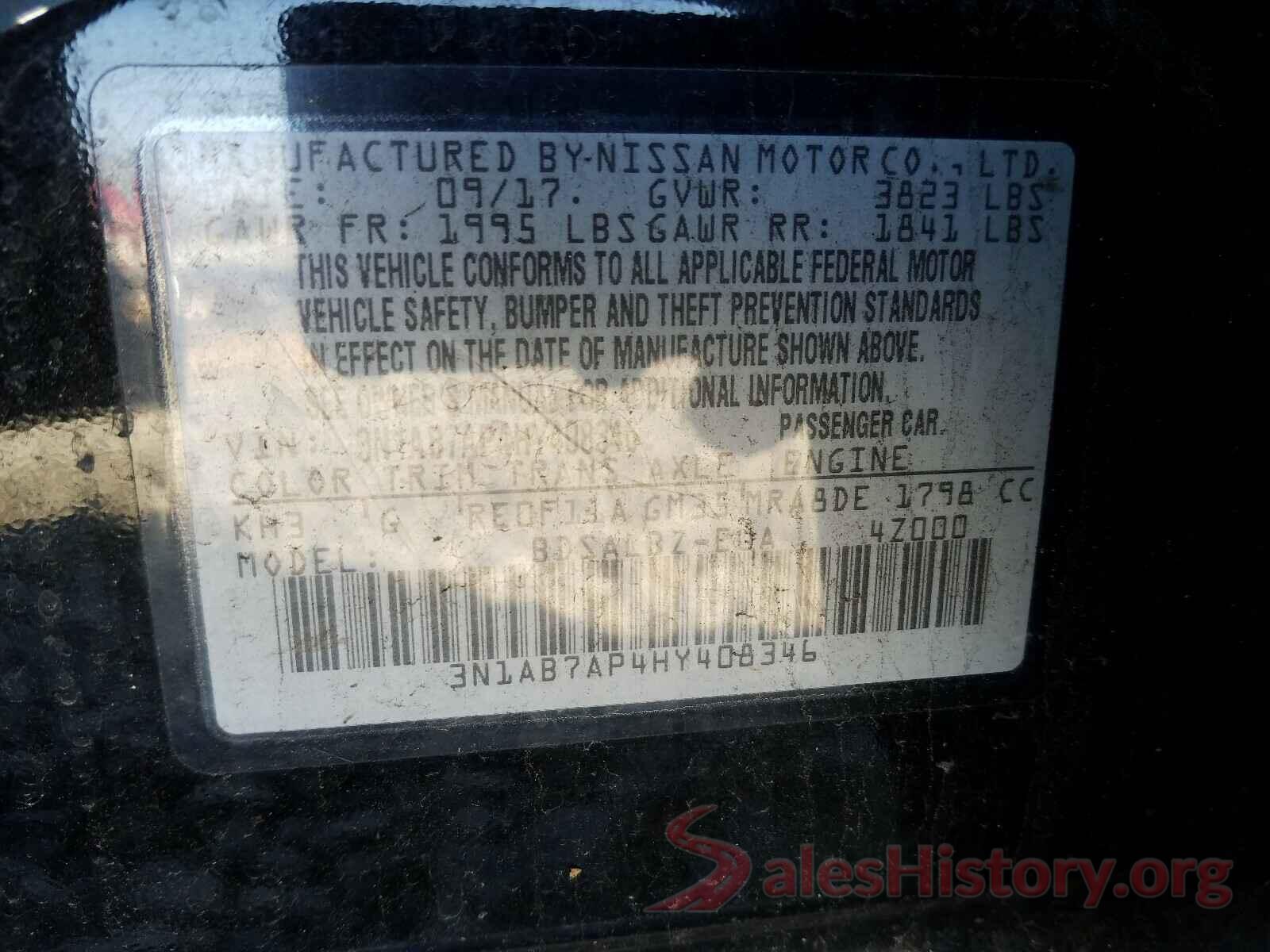 3N1AB7AP4HY408346 2017 NISSAN SENTRA