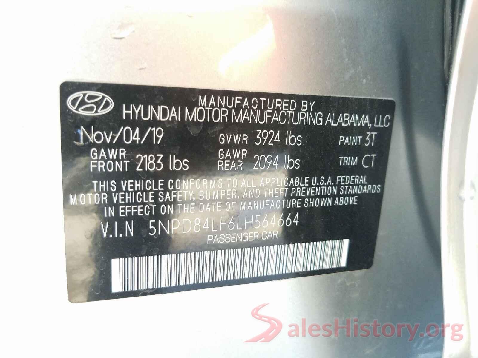 5NPD84LF6LH564664 2020 HYUNDAI ELANTRA