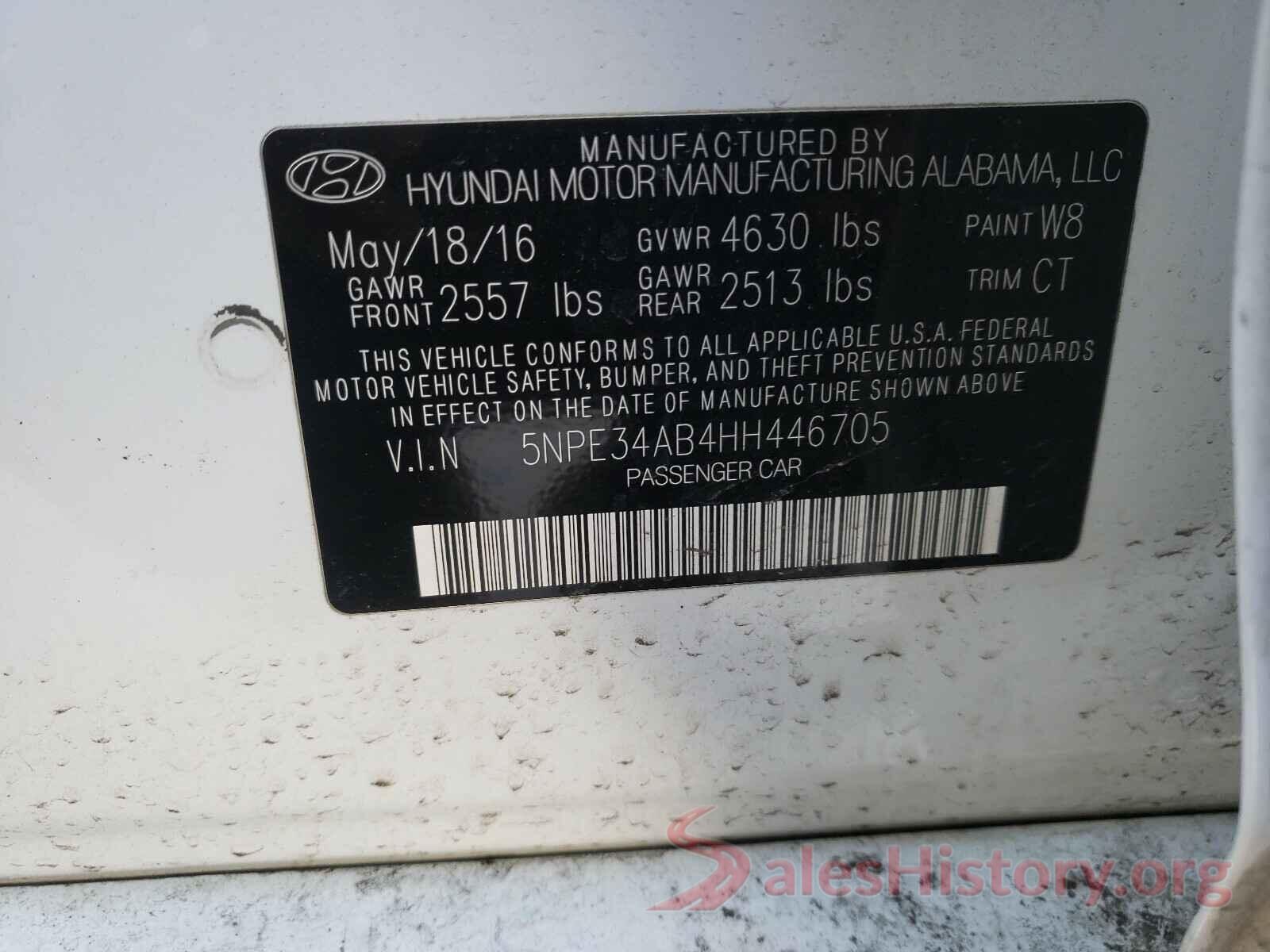 5NPE34AB4HH446705 2017 HYUNDAI SONATA