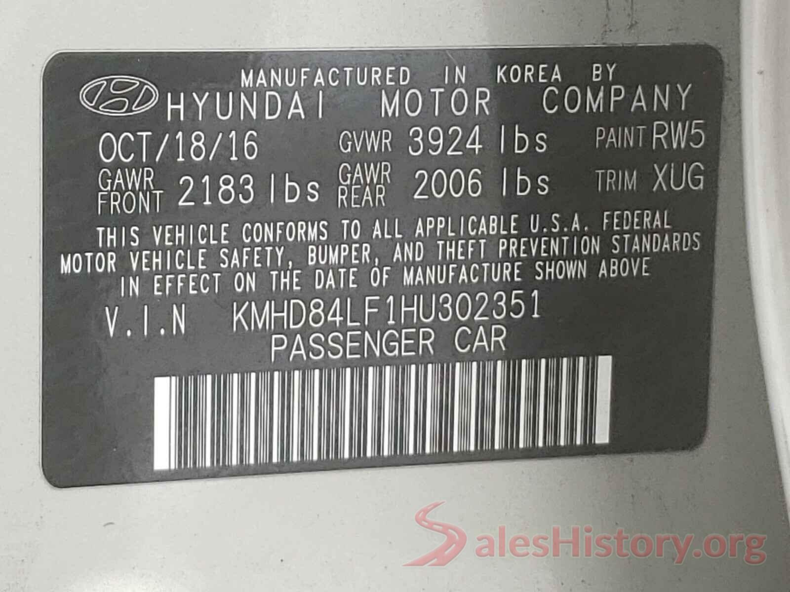 KMHD84LF1HU302351 2017 HYUNDAI ELANTRA