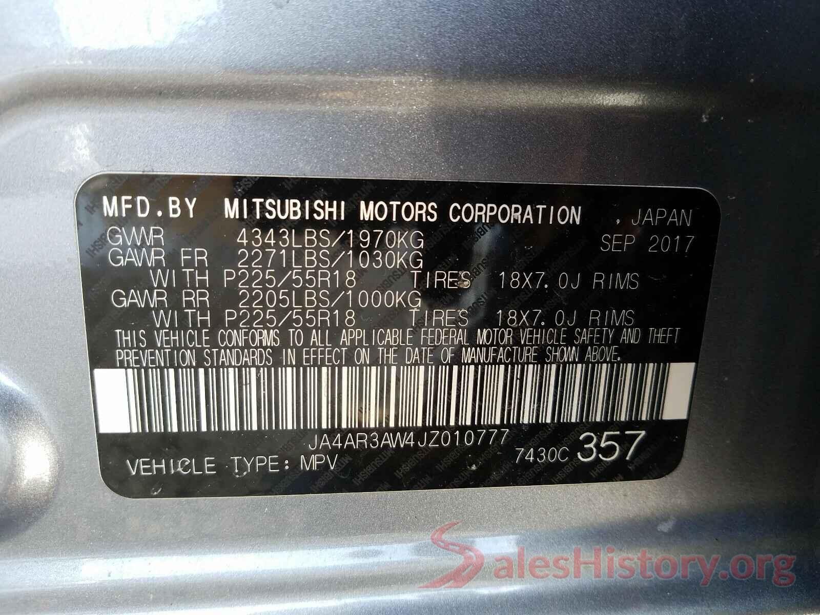 JA4AR3AW4JZ010777 2018 MITSUBISHI OUTLANDER