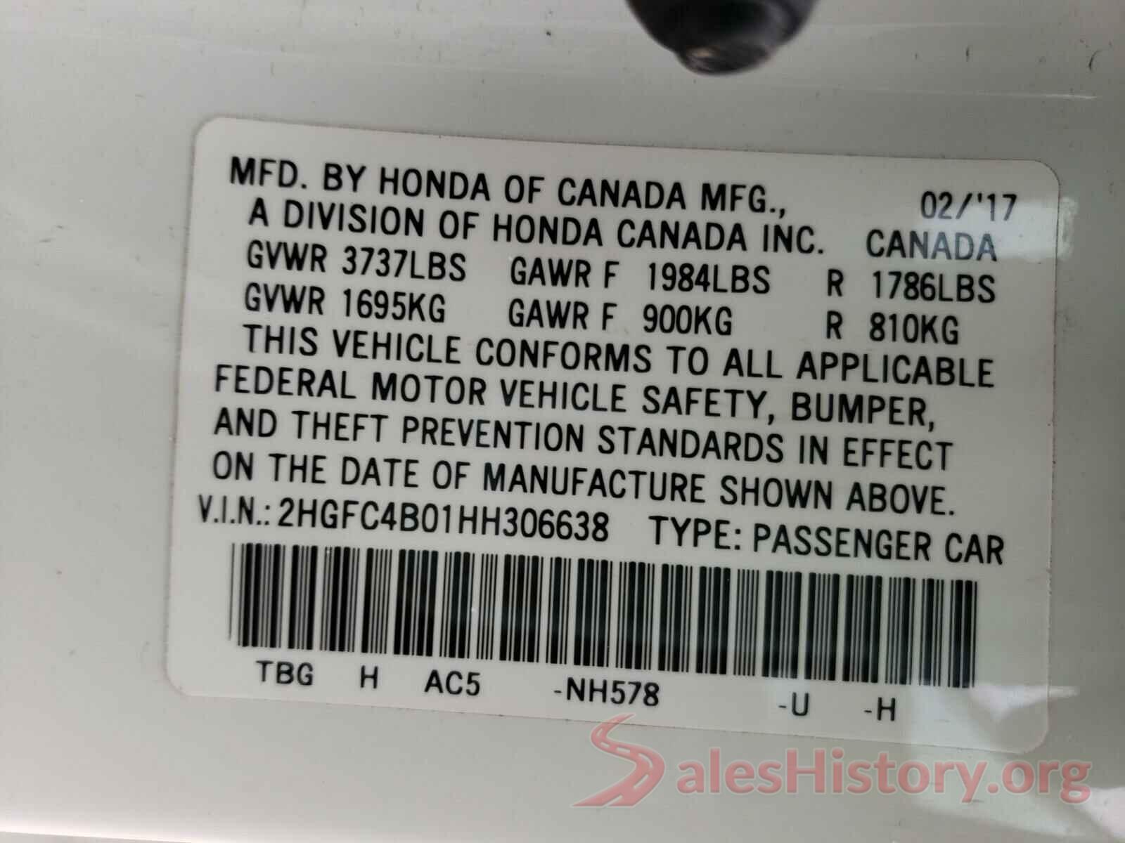 2HGFC4B01HH306638 2017 HONDA CIVIC