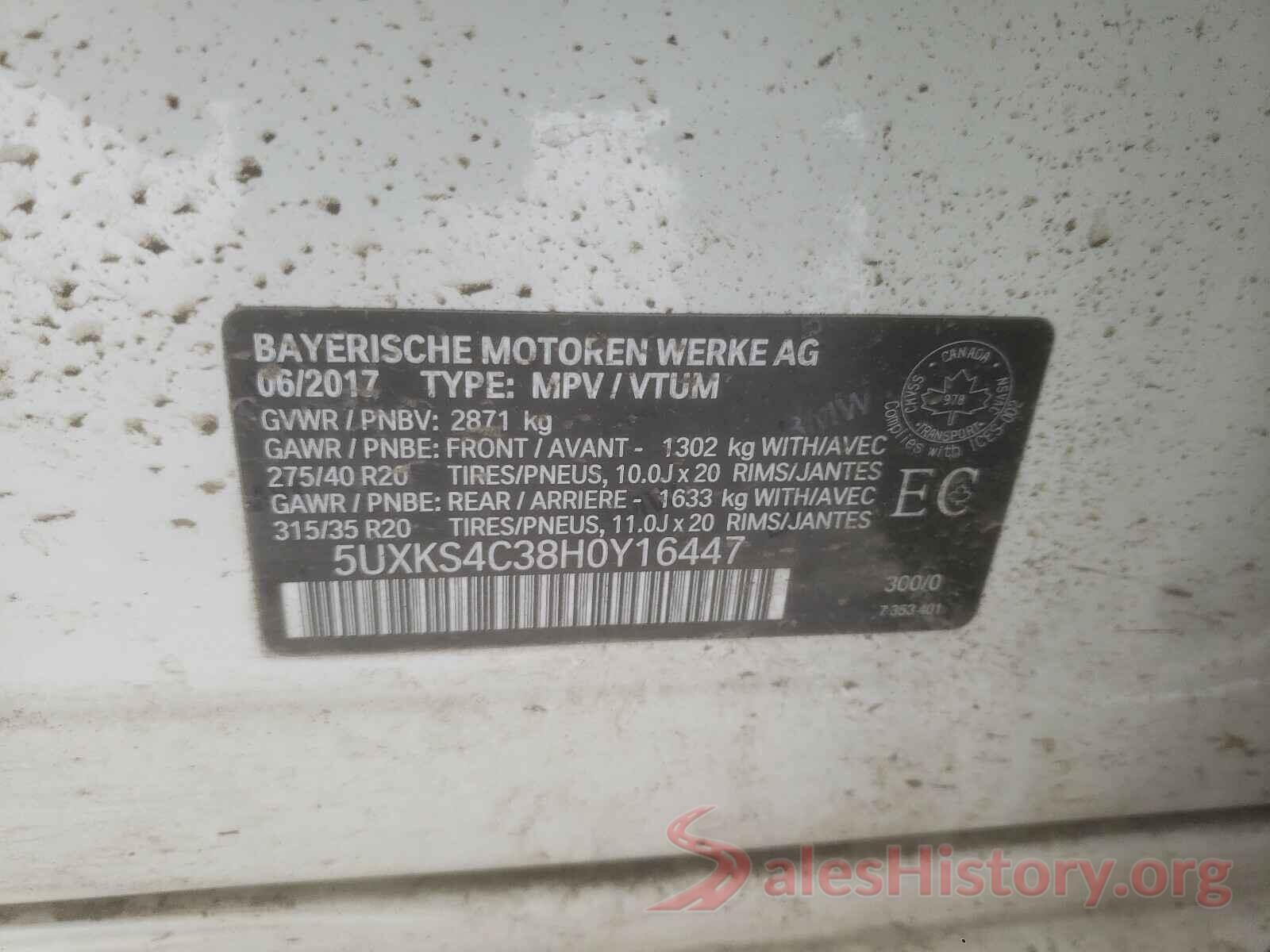 5UXKS4C38H0Y16447 2017 BMW X5