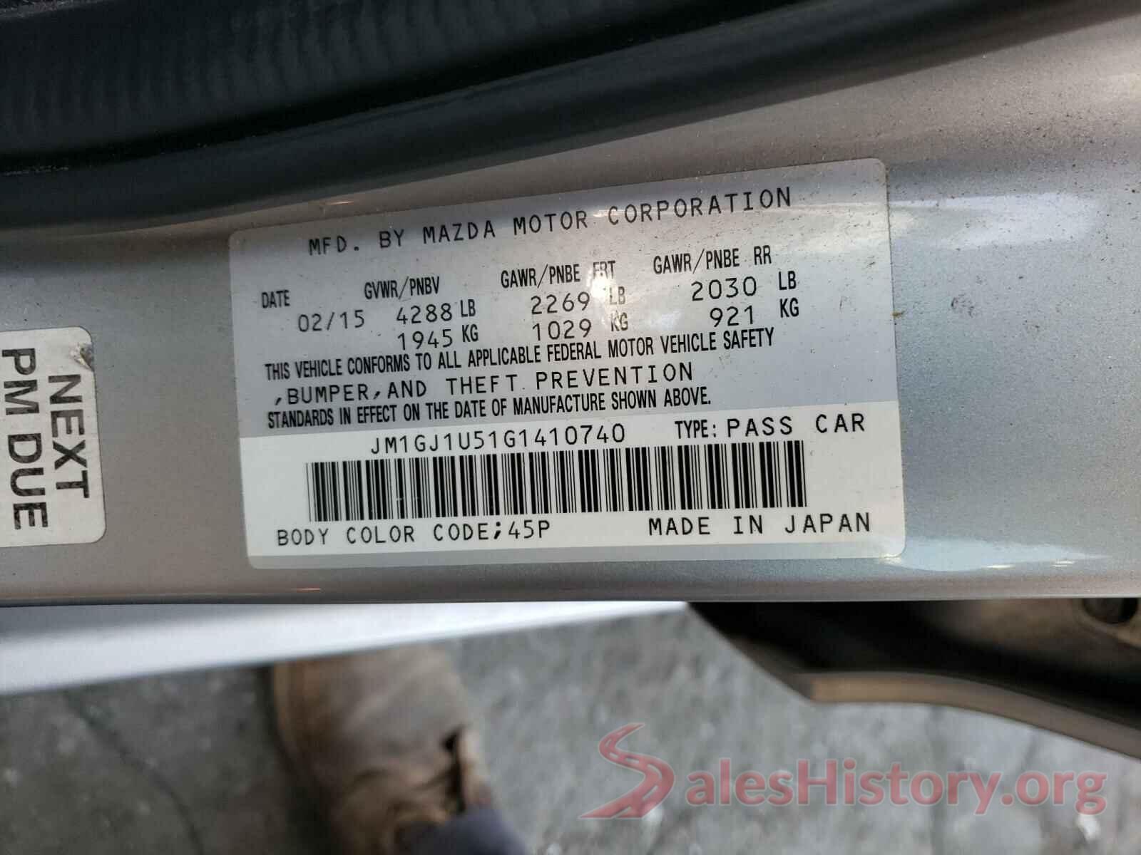 JM1GJ1U51G1410740 2016 MAZDA 6