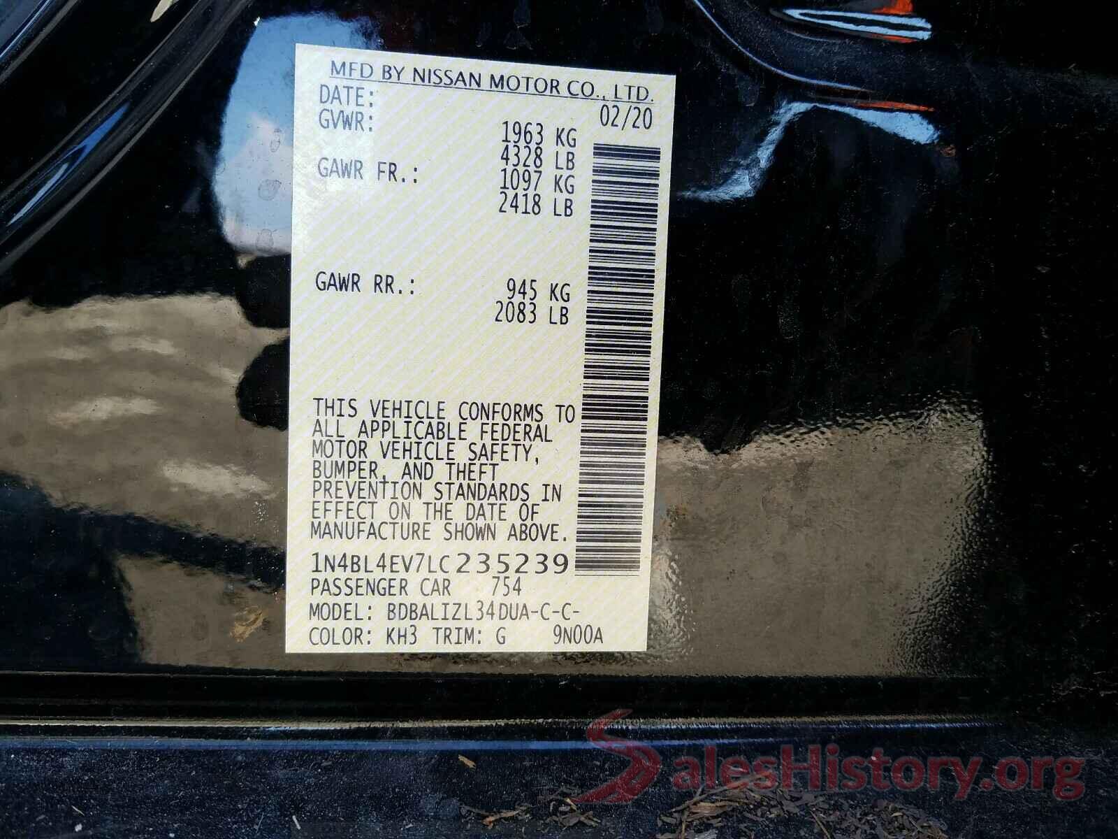 1N4BL4EV7LC235239 2020 NISSAN ALTIMA