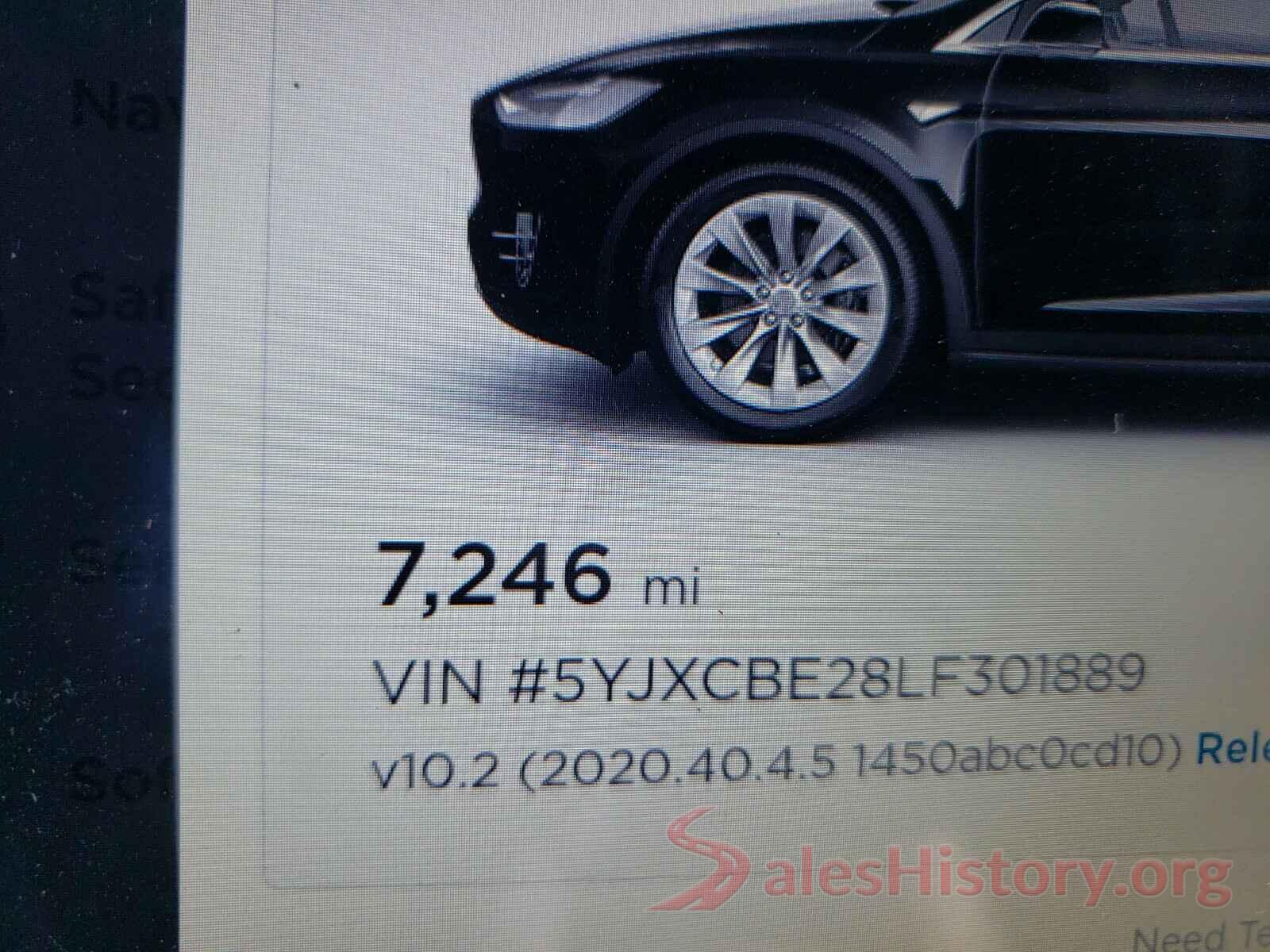 5YJXCBE28LF301889 2020 TESLA MODEL X