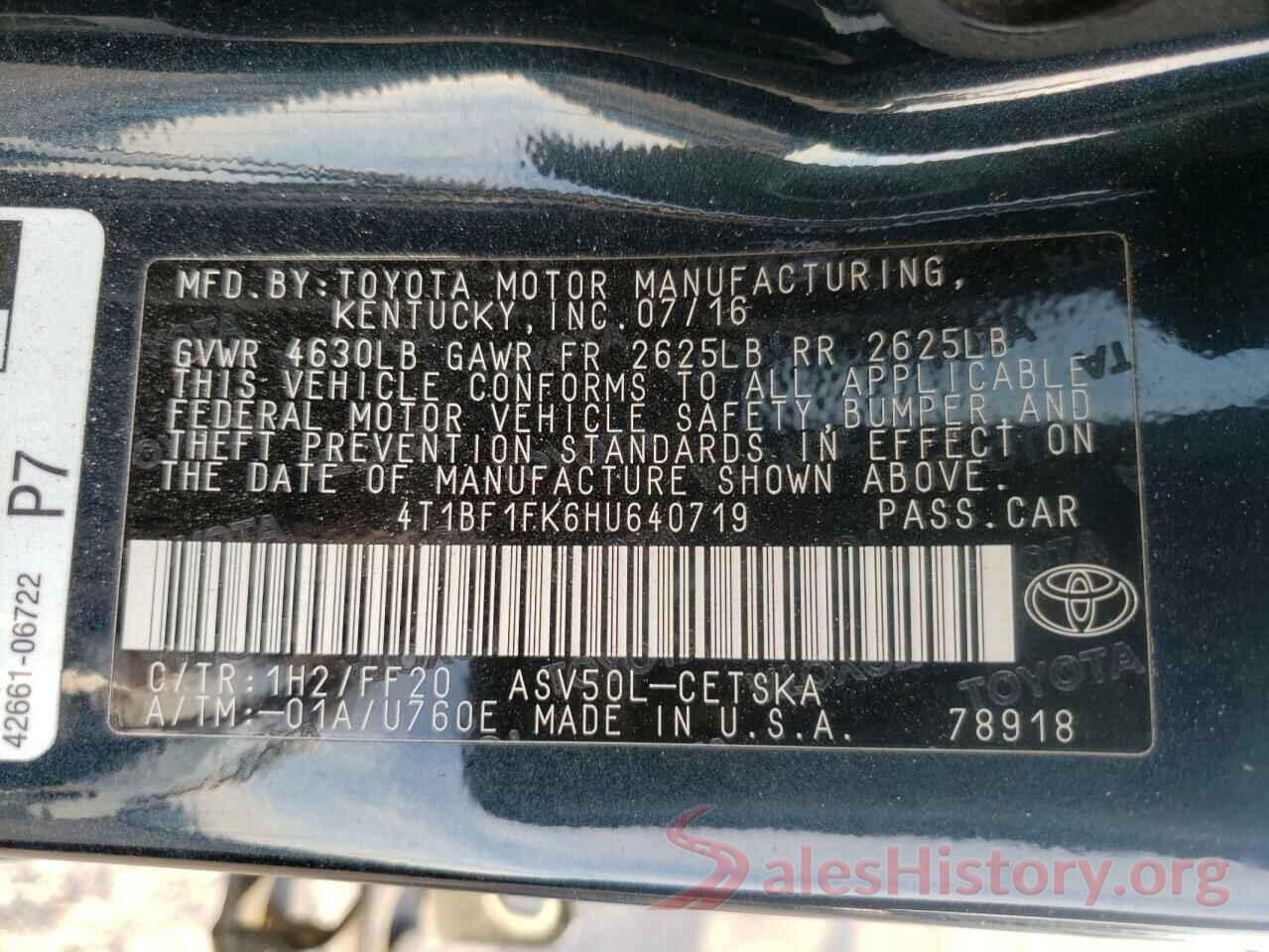 4T1BF1FK6HU640719 2017 TOYOTA CAMRY