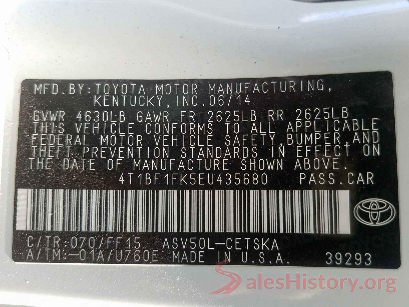 4T1BF1FK5EU435680 2014 TOYOTA CAMRY