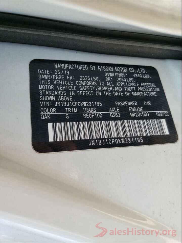 JN1BJ1CP0KW231195 2019 NISSAN ROGUE