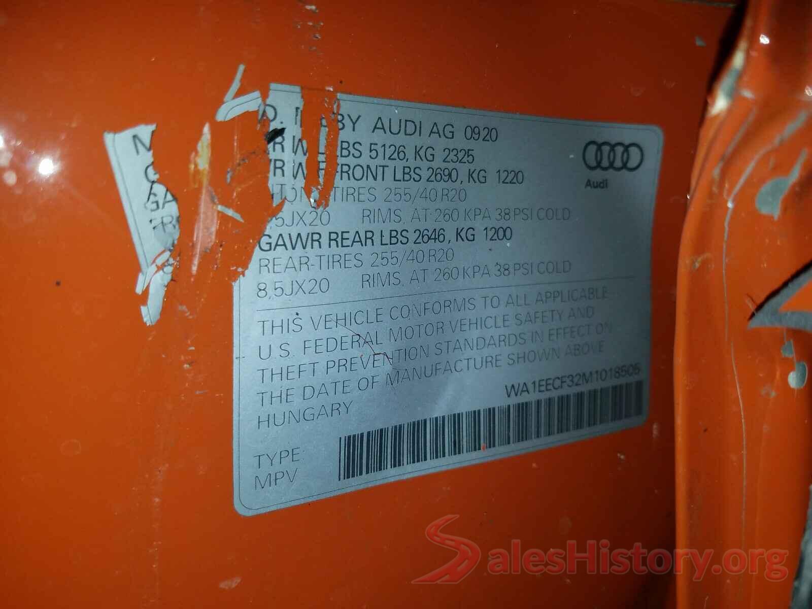 WA1EECF32M1018505 2021 AUDI Q3