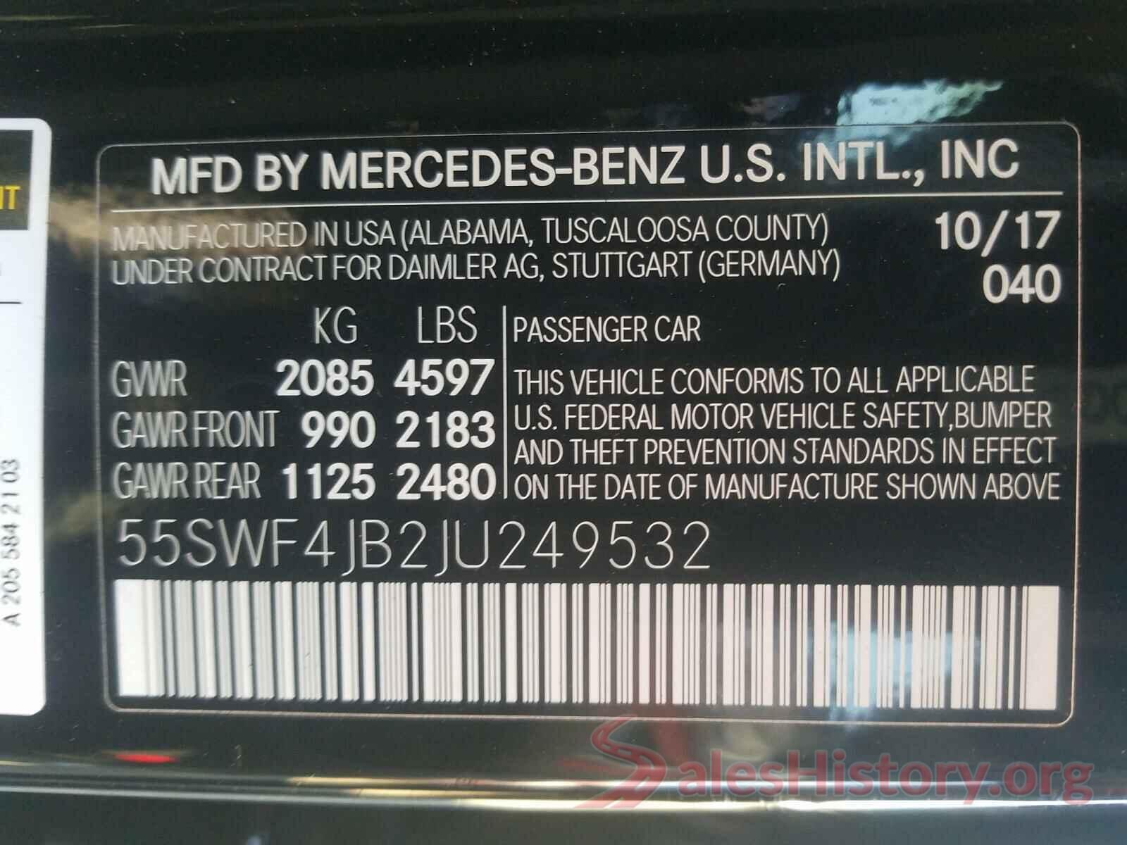 55SWF4JB2JU249532 2018 MERCEDES-BENZ C CLASS