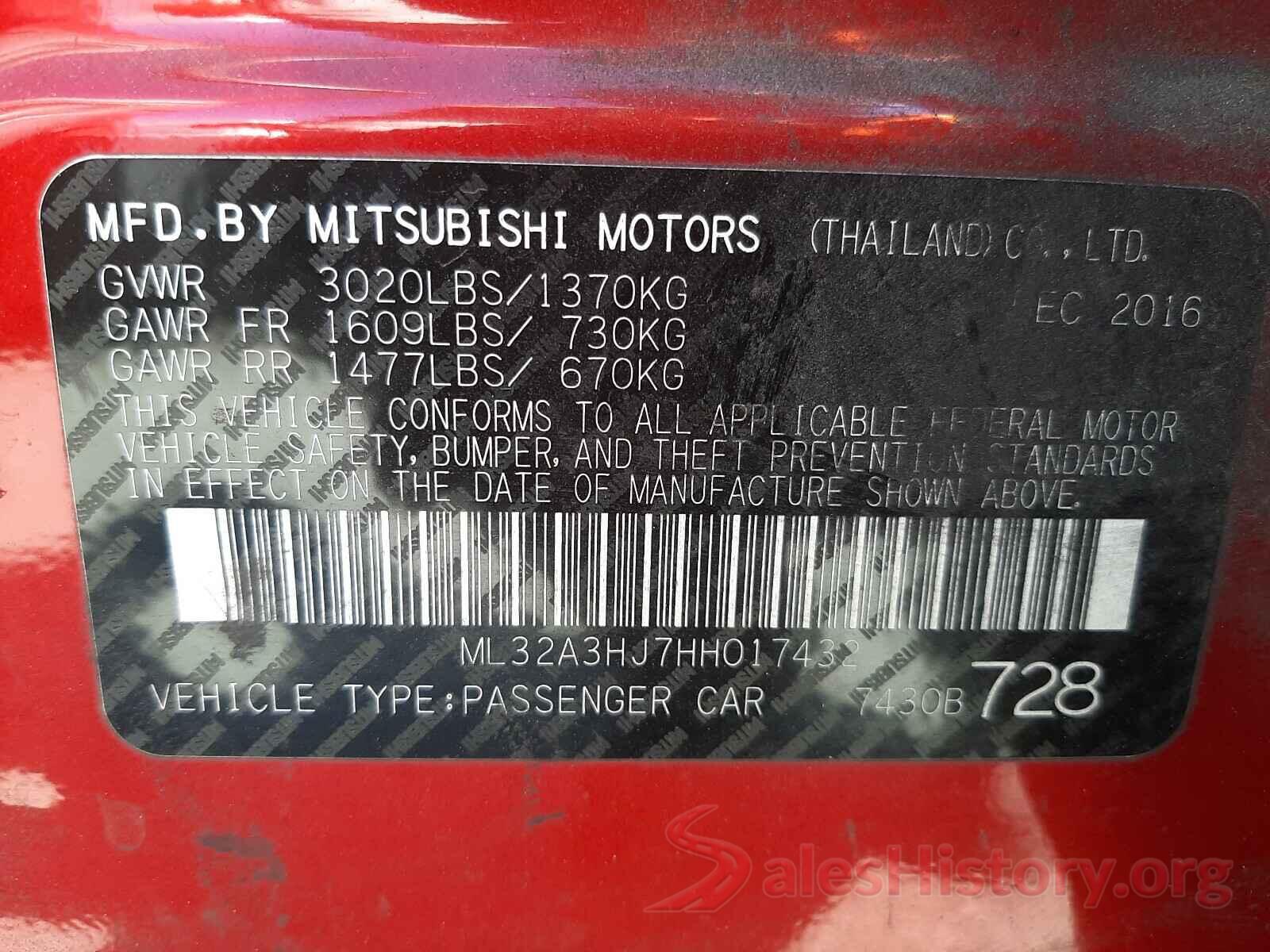 ML32A3HJ7HH017432 2017 MITSUBISHI MIRAGE