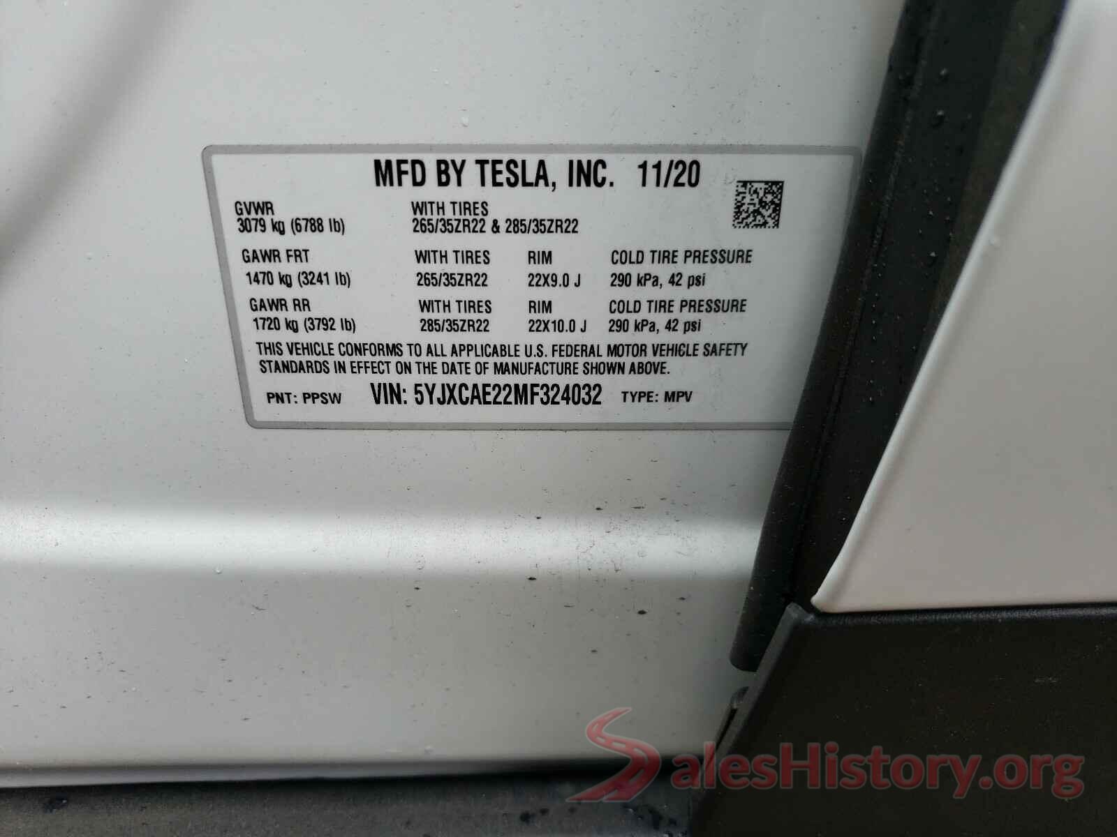 5YJXCAE22MF324032 2021 TESLA MODEL X