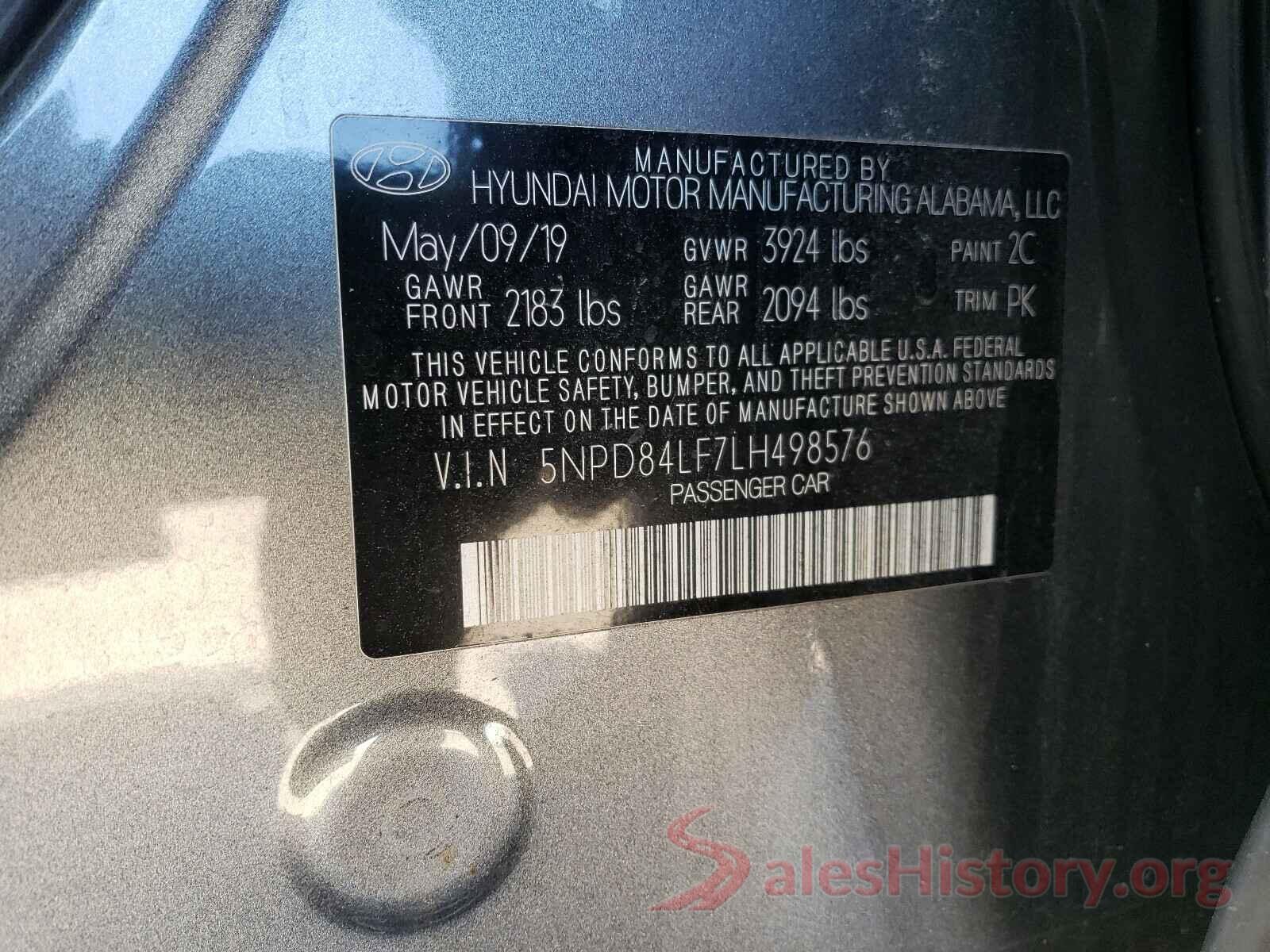 5NPD84LF7LH498576 2020 HYUNDAI ELANTRA