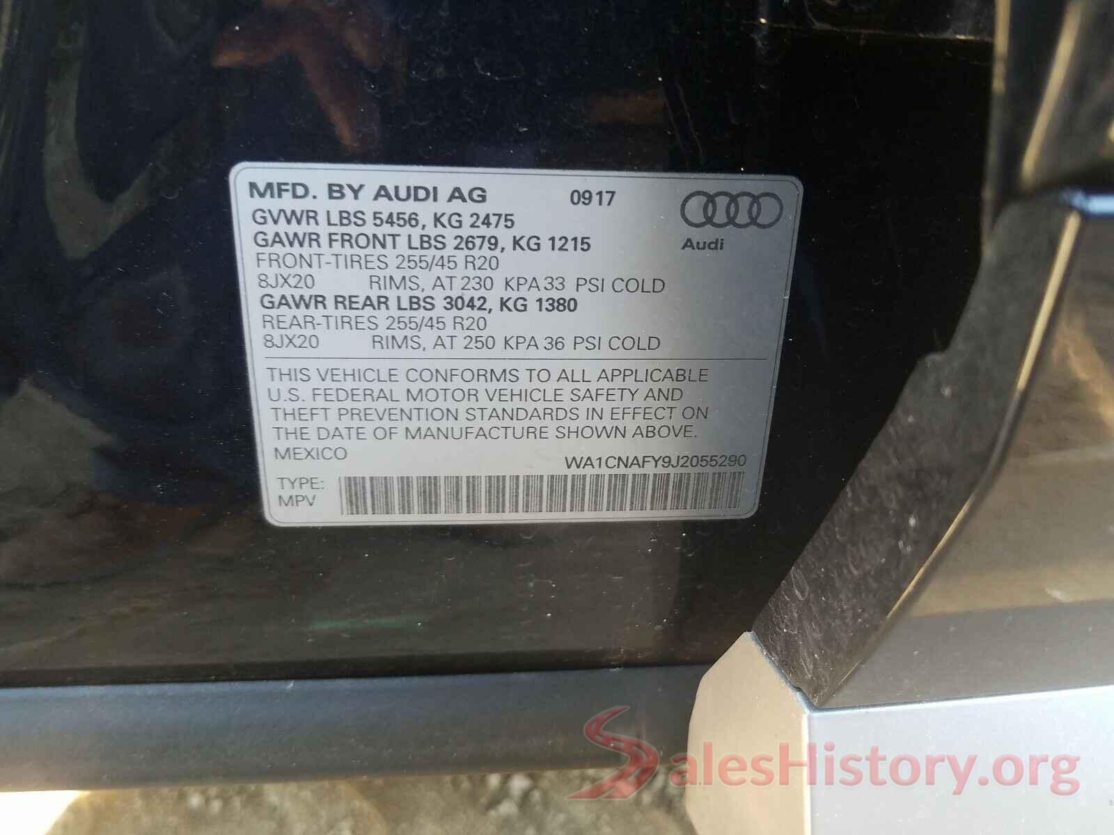 WA1CNAFY9J2055290 2018 AUDI Q5