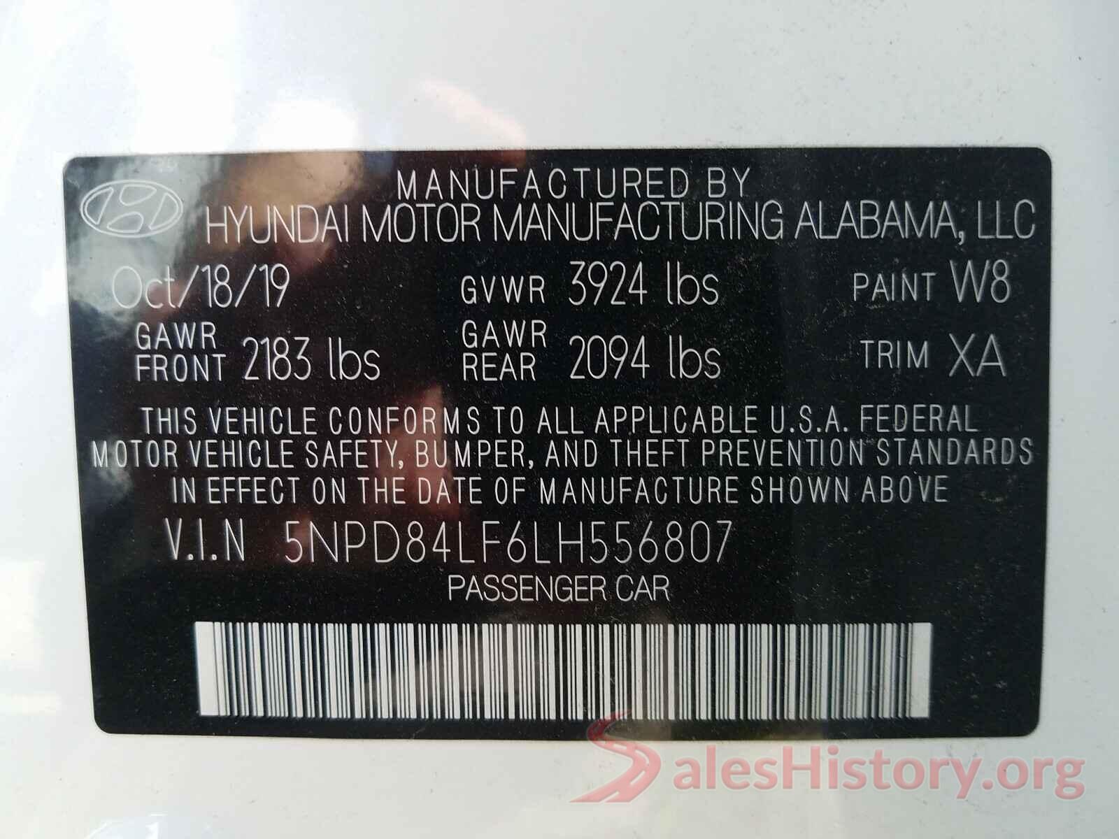 5NPD84LF6LH556807 2020 HYUNDAI ELANTRA