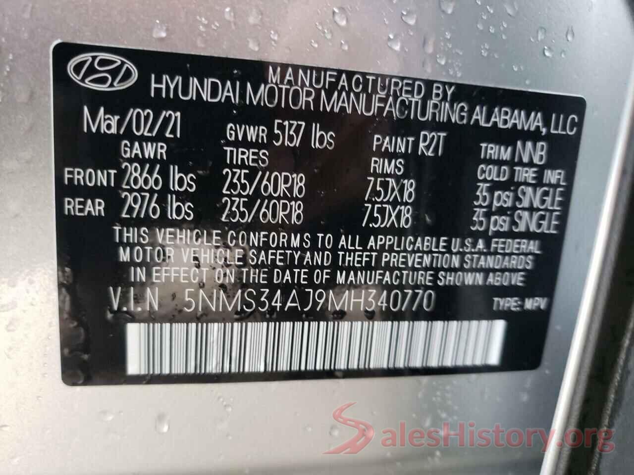 5NMS34AJ9MH340770 2021 HYUNDAI SANTA FE