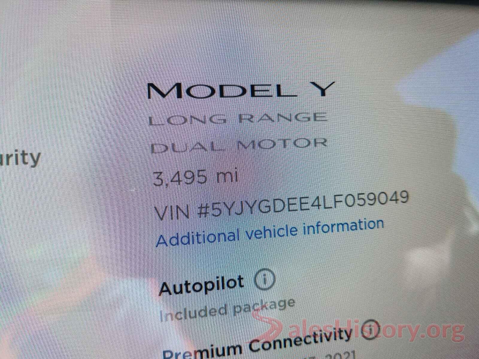 5YJYGDEE4LF059049 2020 TESLA MODEL Y