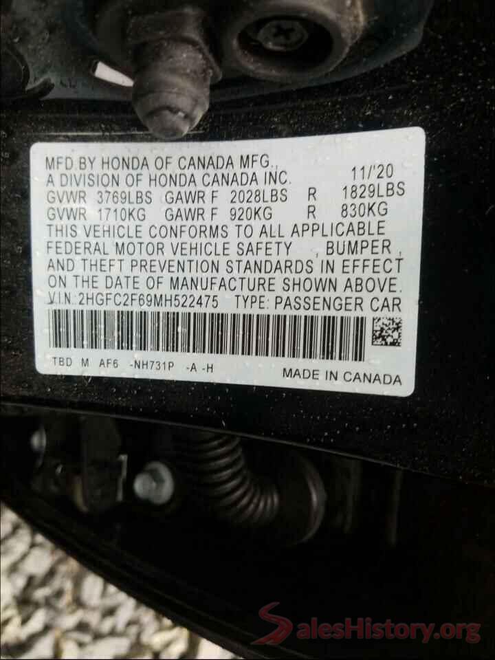 2HGFC2F69MH522475 2021 HONDA CIVIC