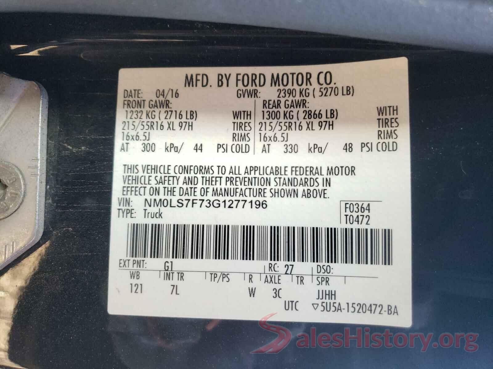 NM0LS7F73G1277196 2016 FORD TRANSIT CO