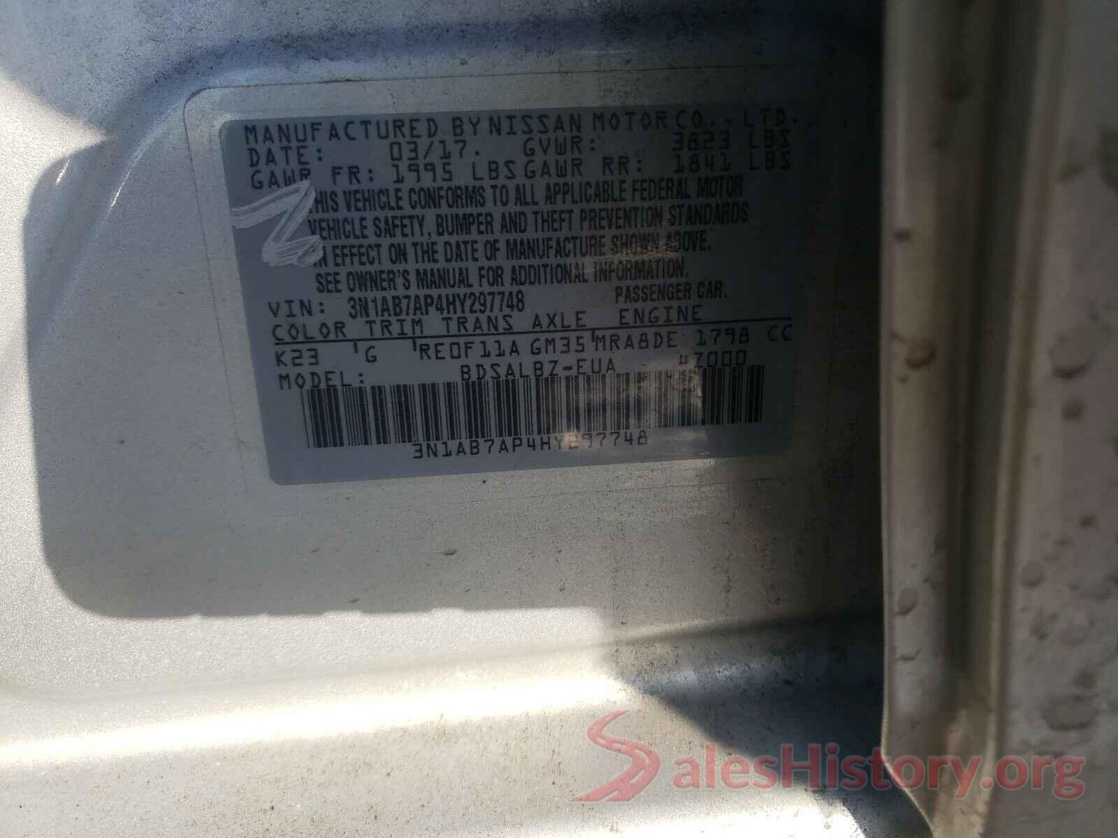 3N1AB7AP4HY297748 2017 NISSAN SENTRA