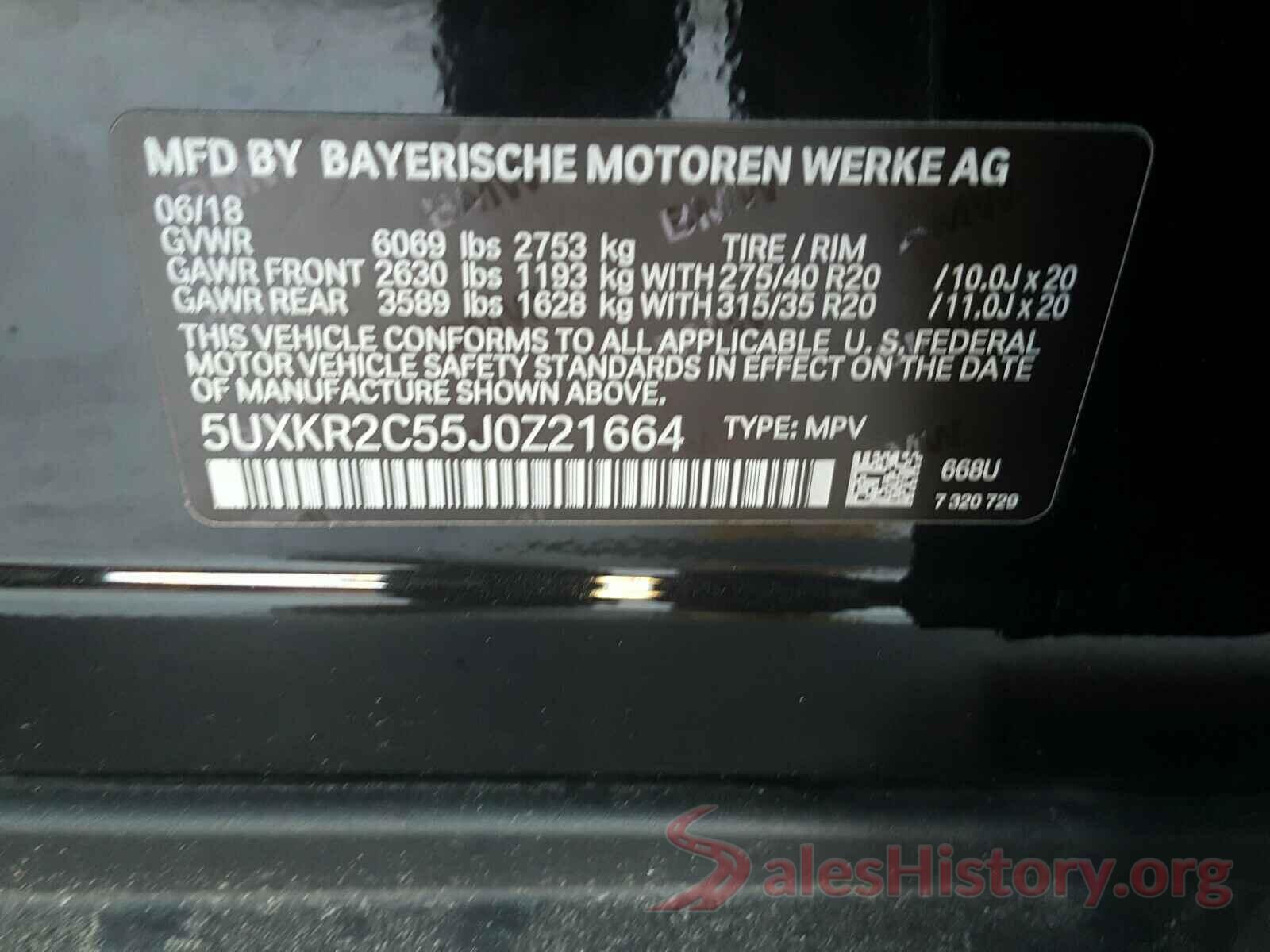 5UXKR2C55J0Z21664 2018 BMW X5