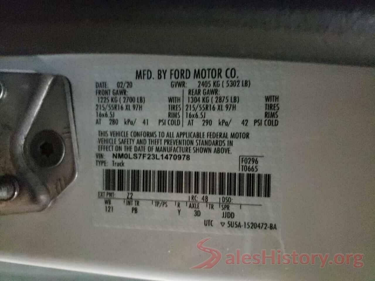 NM0LS7F23L1470978 2020 FORD TRANSIT