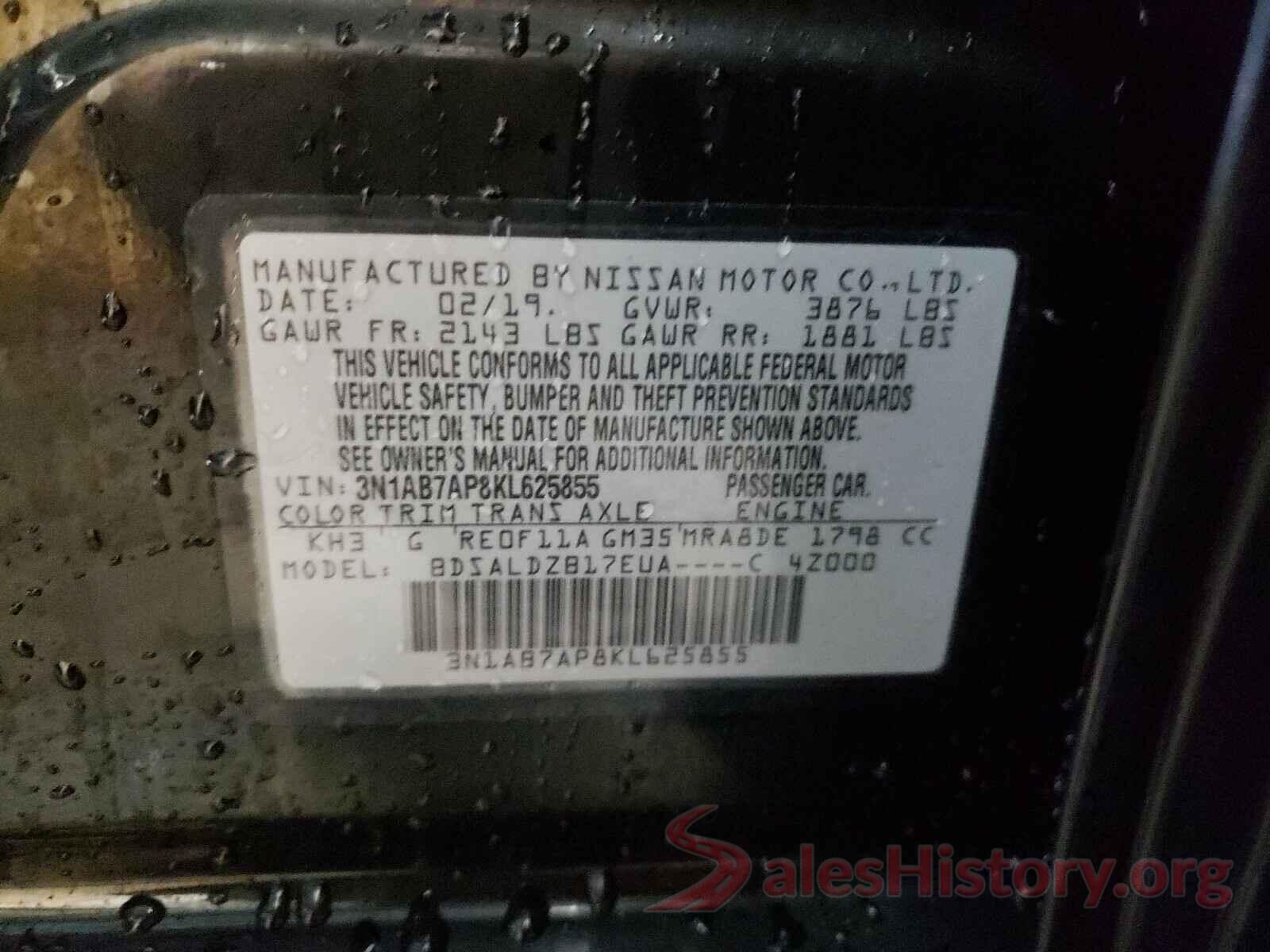 3N1AB7AP8KL625855 2019 NISSAN SENTRA